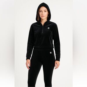 FILA Velour Lounge Set Women S Black Y2K Tracksuit Paris Hilton 90s Style